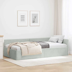 Cornice del letto ad angolo Grigio chiaro 100 cm x 200 cm 42016091