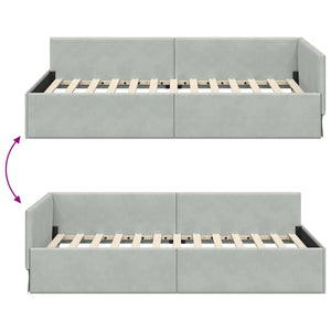 vidaXL Cornice del letto ad angolo Altro Grigio chiaro 100 x 200 cm