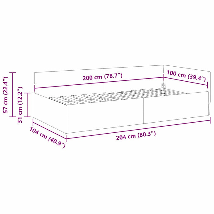 vidaXL Cornice del letto ad angolo Altro Crema 100 x 200 cm