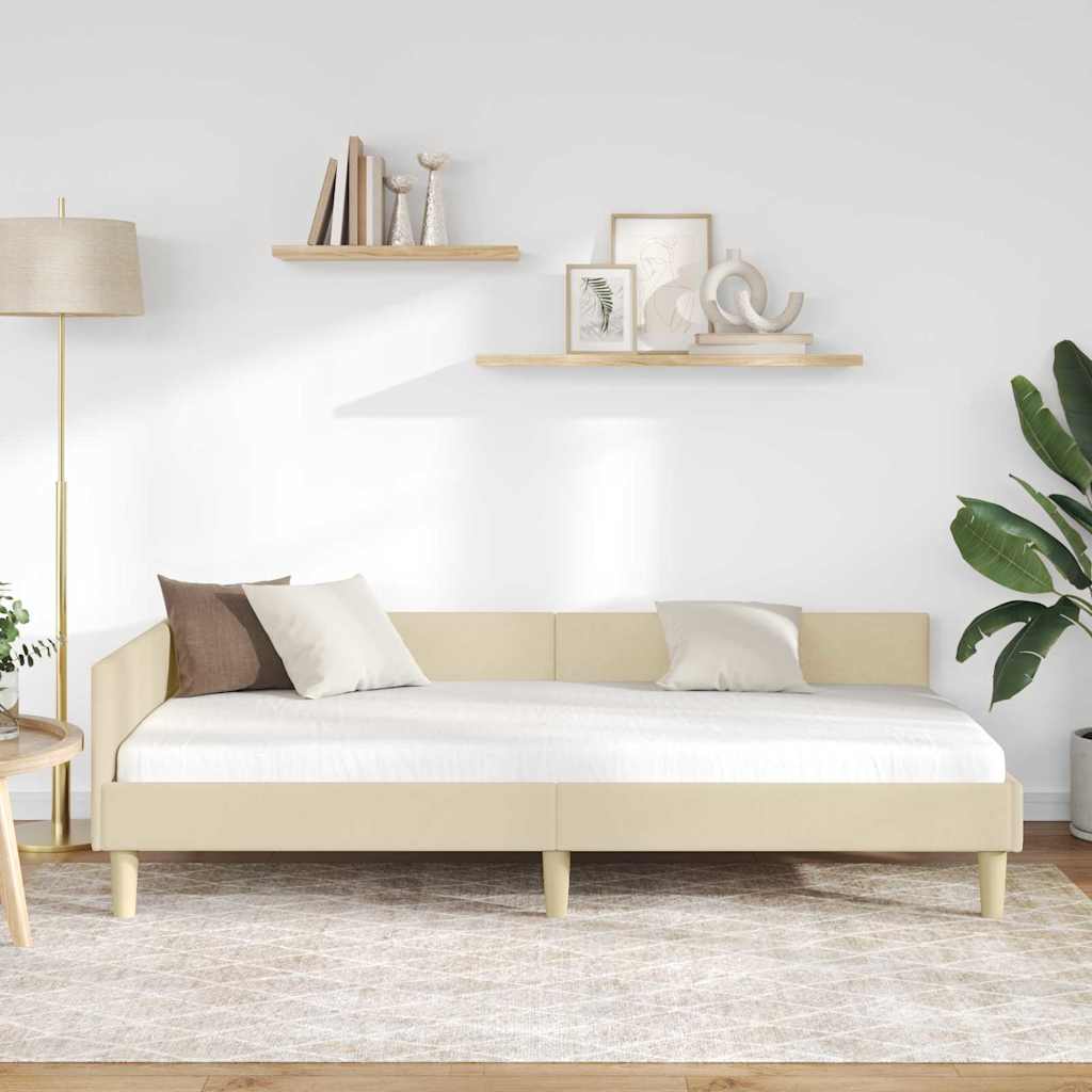 Cornice del letto ad angolo Crema 80 x 200 cm Tessuto 42016107