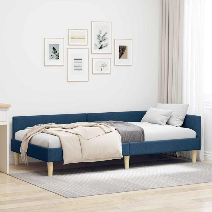 vidaXL Struttura Letto Angolare Altro con testiera Blu 90 x 190 cm