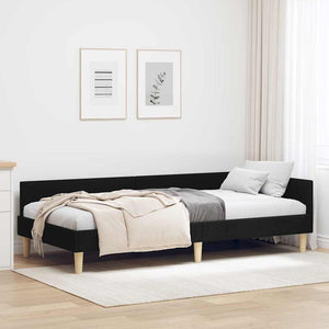 Cornice del letto ad angolo Nero 90 x 200 cm Tessuto 42016119