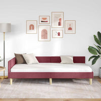 Cornice del letto ad angolo Rosso Vino 90 x 200 cm Tessuto 42016120