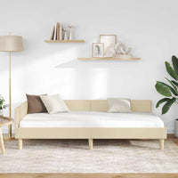 Cornice del letto ad angolo Crema 90 x 200 cm Tessuto 42016123