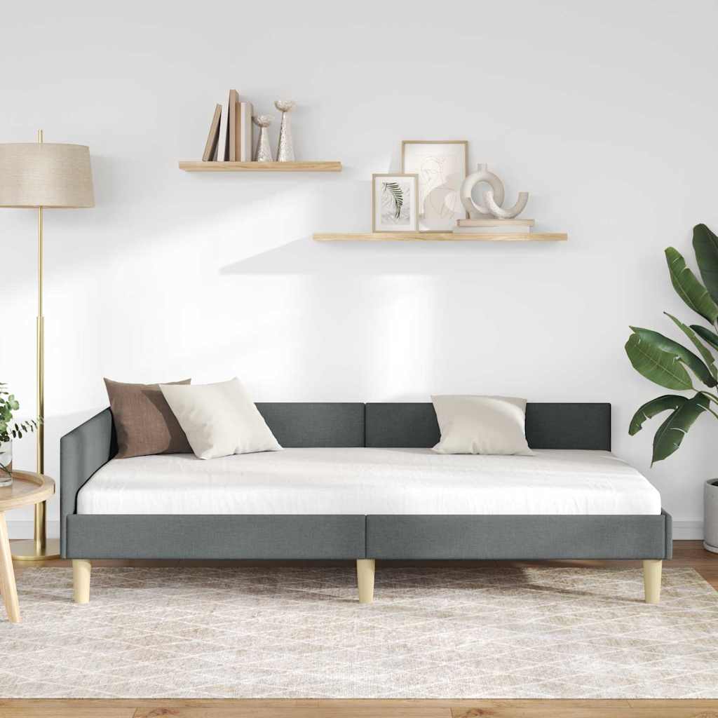 vidaXL Struttura Letto Angolare Altro Grigio scuro 100 x 200 cm