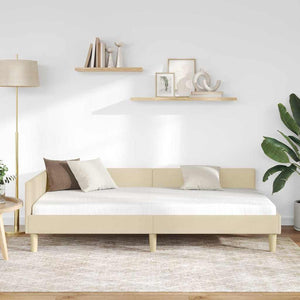 Cornice del letto ad angolo Crema 100 x 200 cm Tessuto 42016131