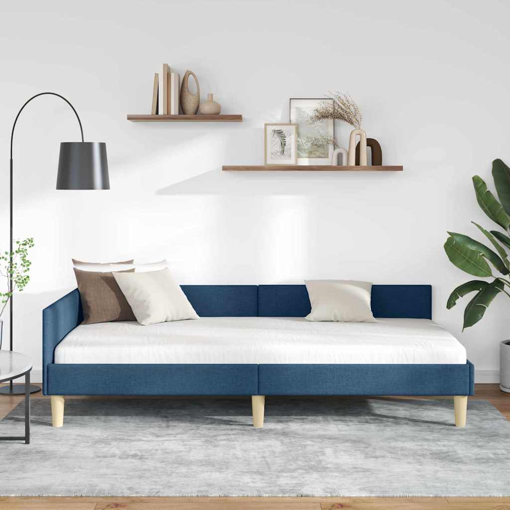 vidaXL Struttura Letto Angolare Altro con testiera Blu 100 x 200 cm