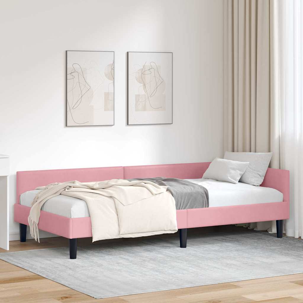 Cornice del letto ad angolo Rosa 80 cm x 200 cm Velluto 42016137