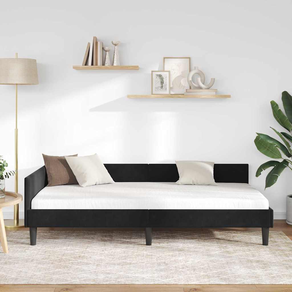 Cornice del letto ad angolo Nero 80 cm x 200 cm Velluto 42016139