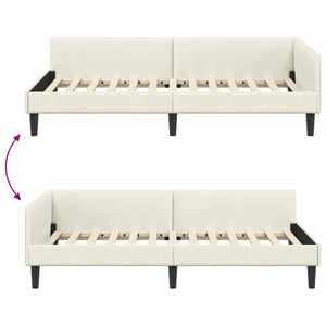 Cornice del letto ad angolo Crema 90 cm x 190 cm Velluto 42016151