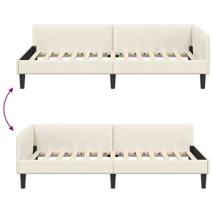 Cornice del letto ad angolo Crema 90 cm x 190 cm Velluto 42016151