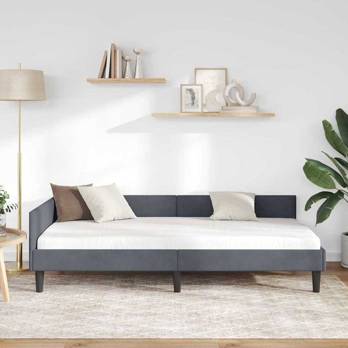 Cornice del letto ad angolo Grigio scuro 90 cm x 200 cm Velluto 42016155