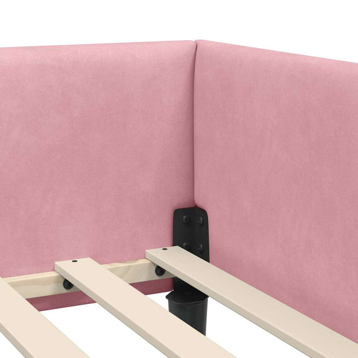 Cornice del letto ad angolo Rosa 90 cm x 200 cm Velluto 42016157