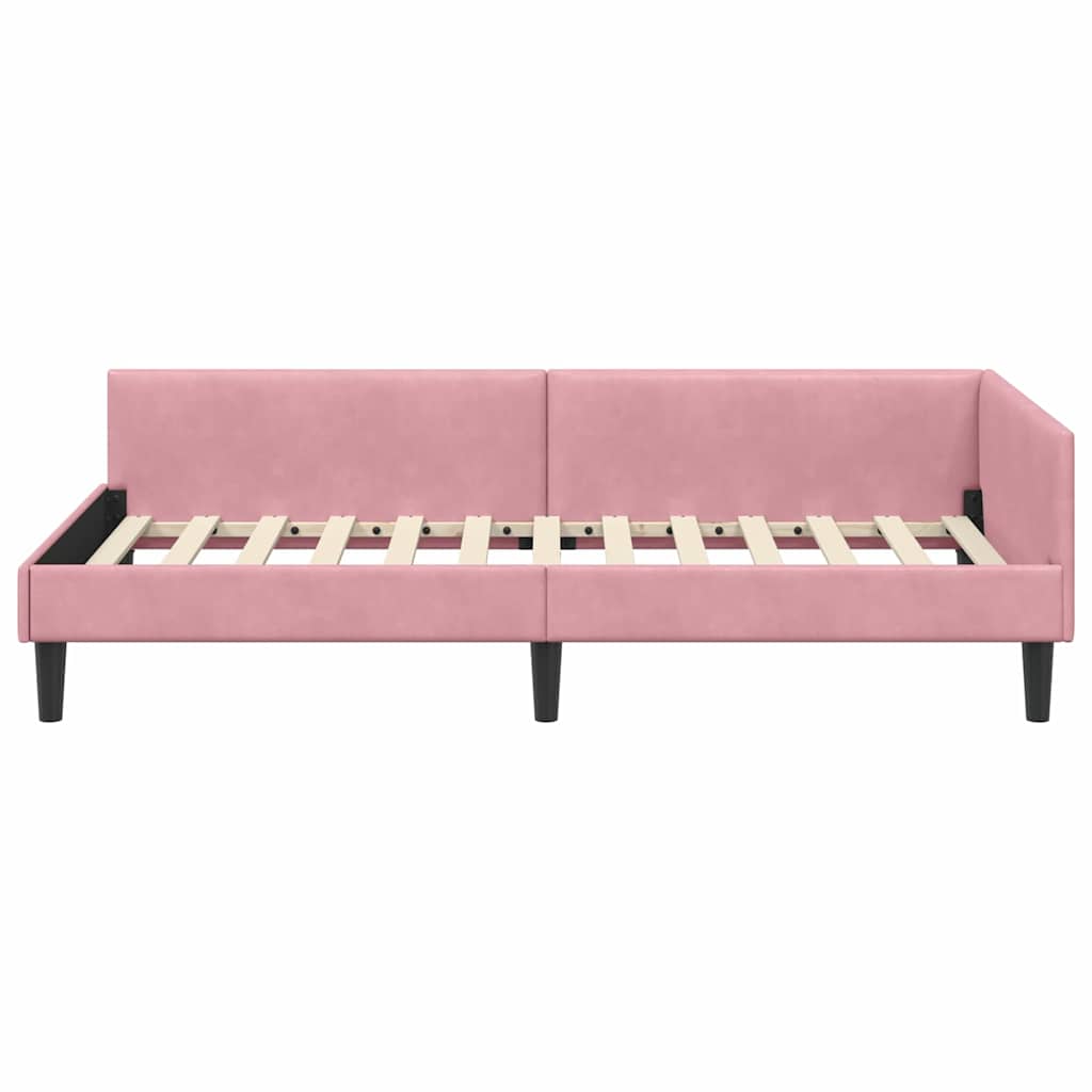 Cornice del letto ad angolo Rosa 90 cm x 200 cm Velluto 42016157