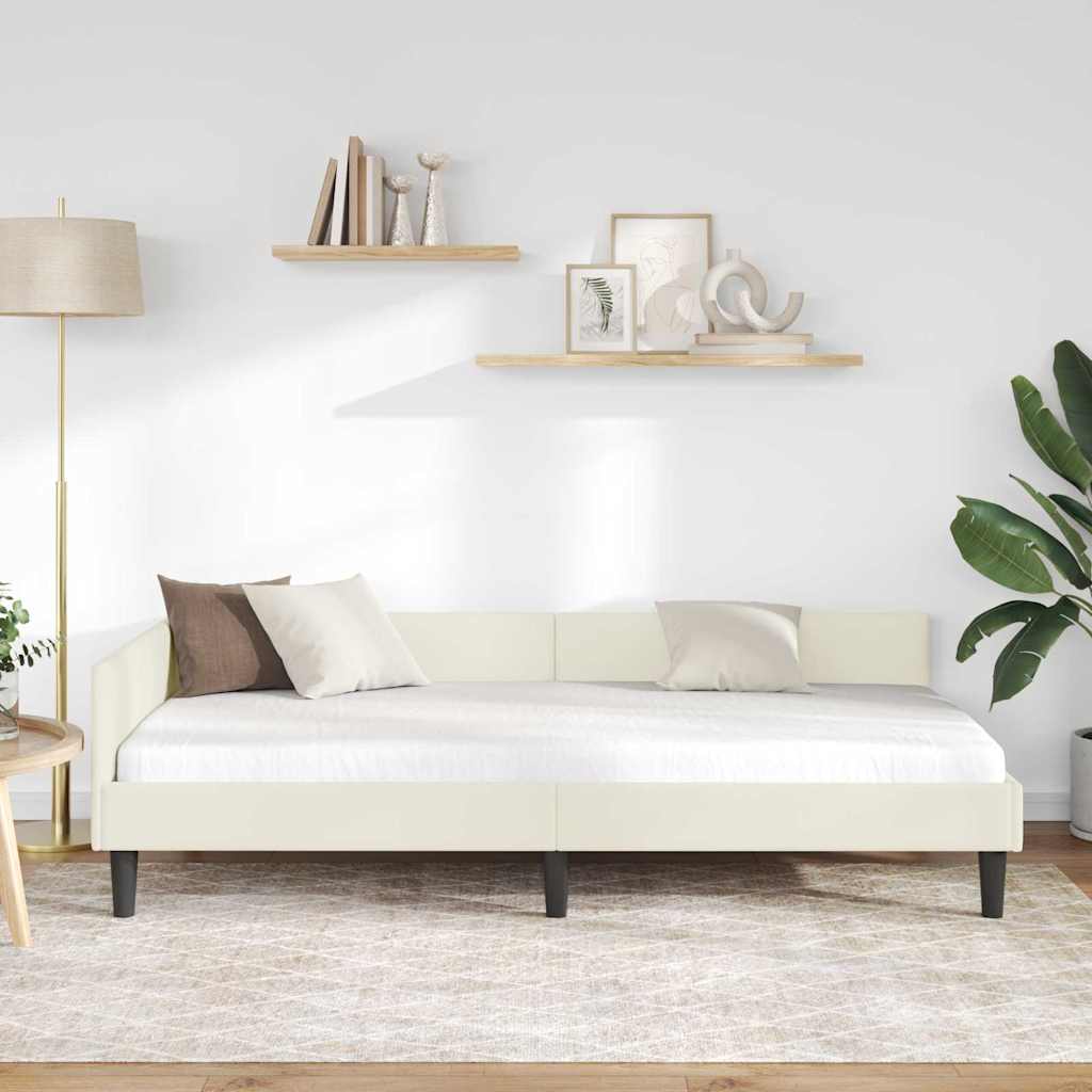 Cornice del letto ad angolo Crema 100 cm x 200 cm Velluto 42016171