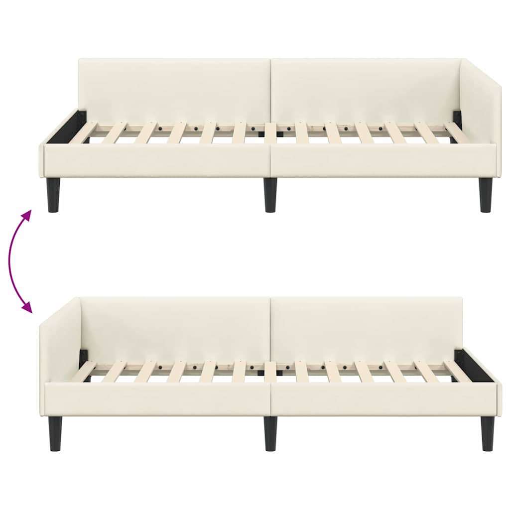 vidaXL Struttura del letto ad angolo con testiera Crema 100 x 200 cm