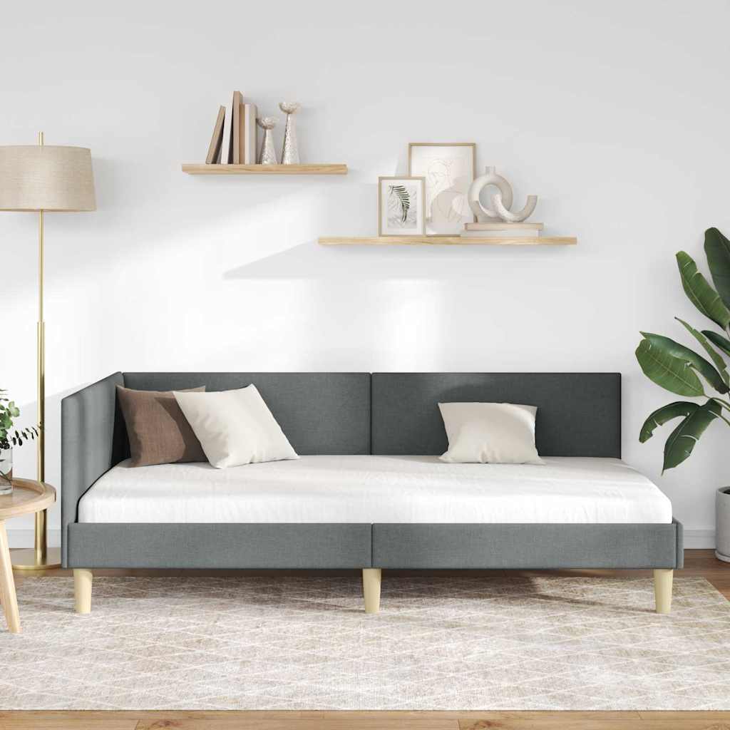 vidaXL Cornice del letto ad angolo Altro Grigio scuro 90 x 190 cm