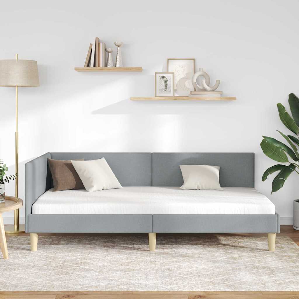 vidaXL Cornice del letto ad angolo Altro Grigio chiaro 90 x 200 cm