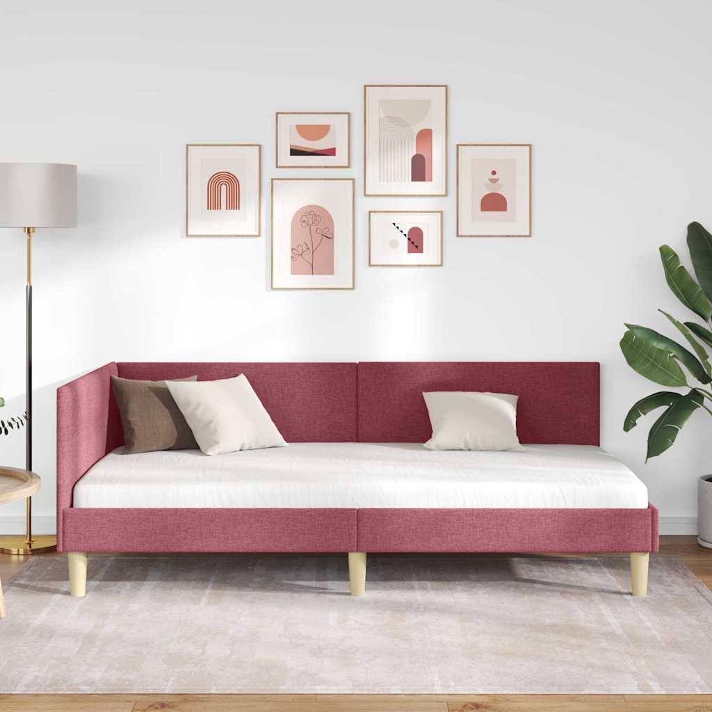 vidaXL Cornice del letto ad angolo Altro Rosso vino 90 x 200 cm