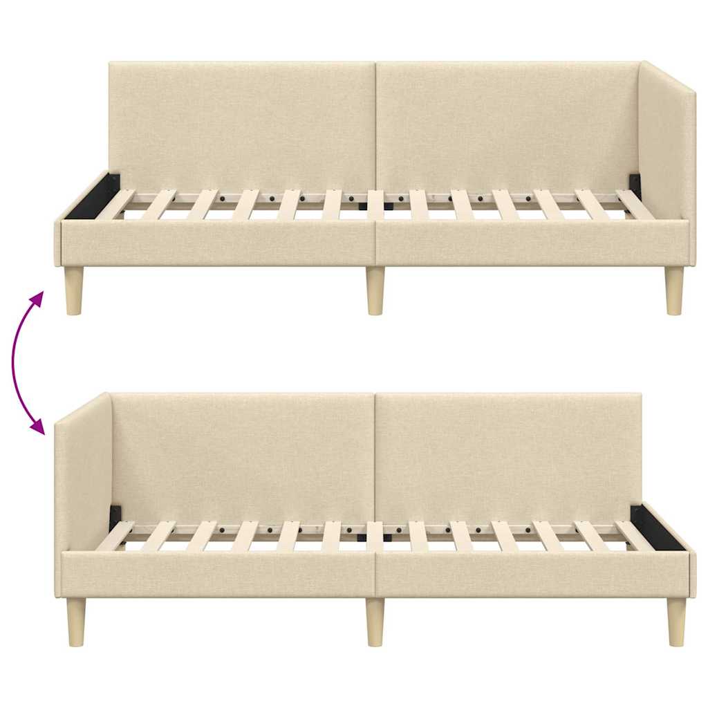 Cornice del letto ad angolo Crema 90 cm x 200 cm Velluto 42016195