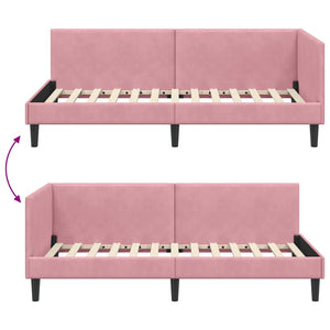 Cornice del letto ad angolo Rosa 80 cm x 200 cm Velluto 42016209