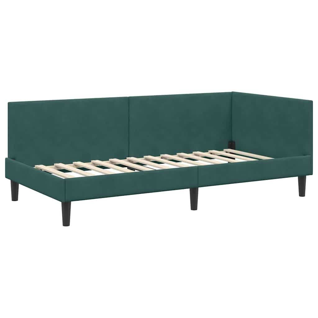 vidaXL Cornice del letto ad angolo Altro Verde scuro 90 x 190 cm