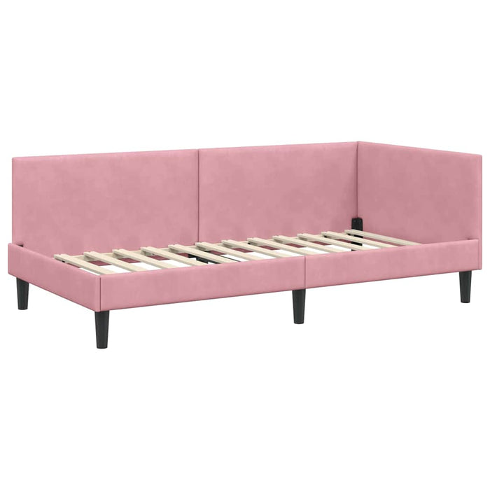 vidaXL Cornice del letto ad angolo Altro con testiera Rosa 90 x 190 cm