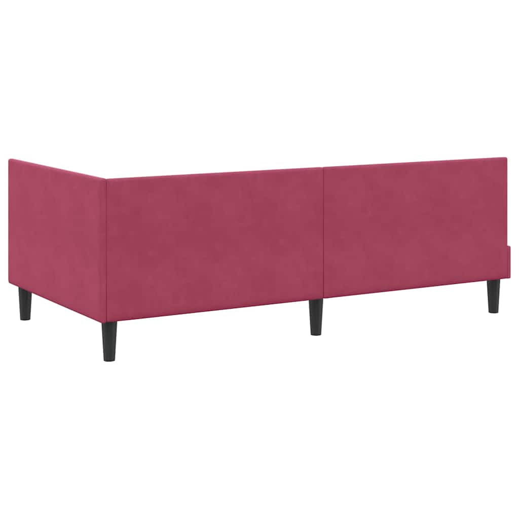 Cornice del letto ad angolo Rosso Vino 90 cm x 190 cm Velluto 42016220