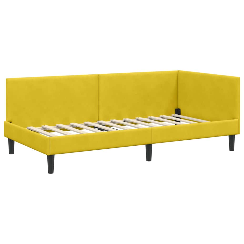 Cornice del letto ad angolo Giallo 90 cm x 200 cm Velluto 42016232