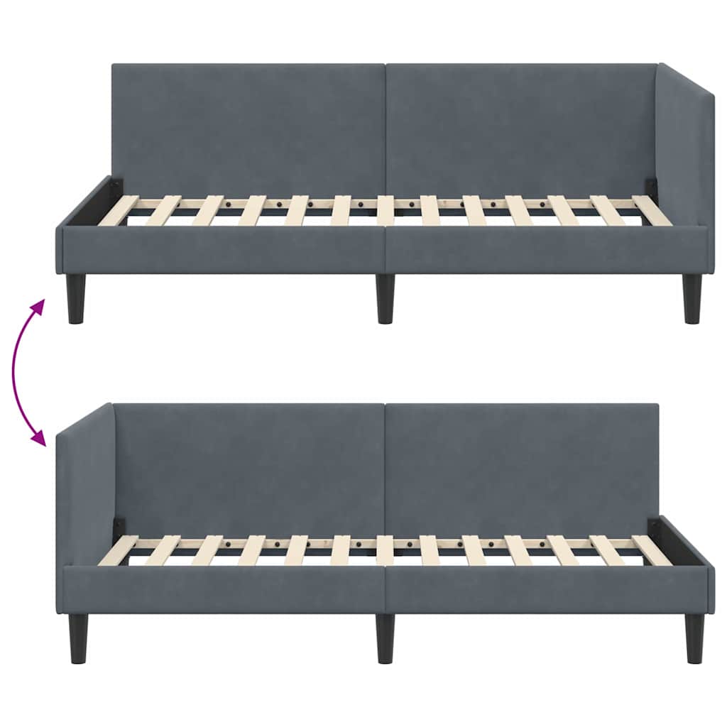 Cornice del letto ad angolo Grigio scuro 100 cm x 200 cm 42016237