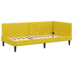 Cornice del letto ad angolo Giallo 100 cm x 200 cm Velluto 42016242