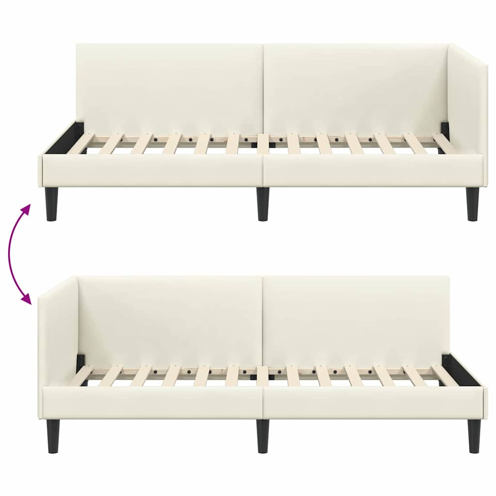 Cornice del letto ad angolo Crema 100 cm x 200 cm Velluto 42016243