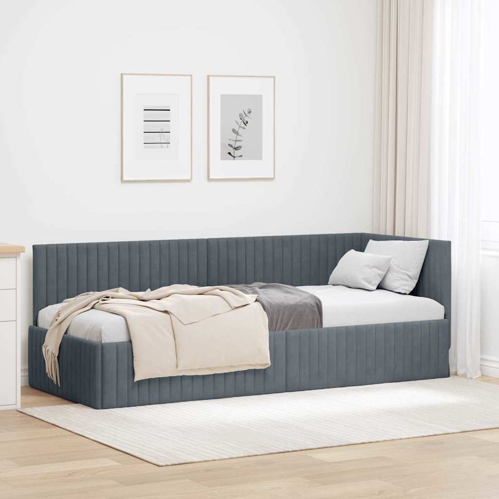 Cornice del letto ad angolo Grigio scuro 80 cm x 200 cm Velluto 42016247
