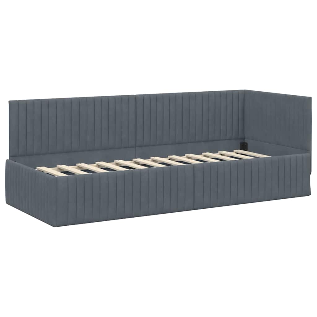 Cornice del letto ad angolo Grigio scuro 80 cm x 200 cm Velluto 42016247