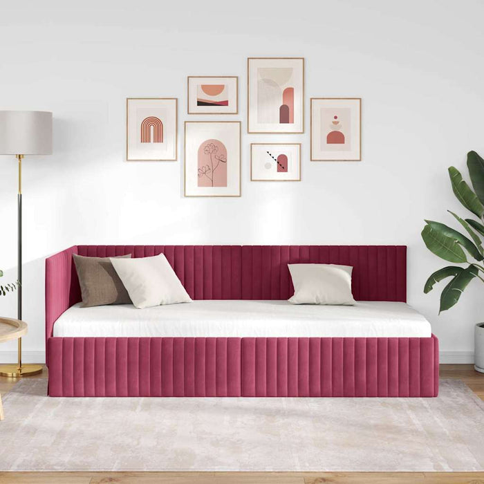 Cornice del letto ad angolo Rosso Vino 80 cm x 200 cm Velluto 42016250