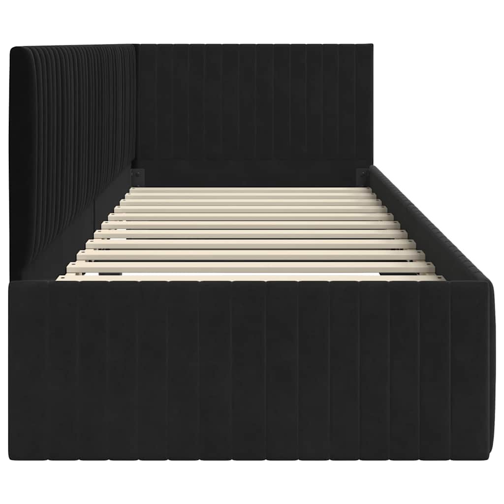 Cornice del letto ad angolo Nero 80 cm x 200 cm Velluto