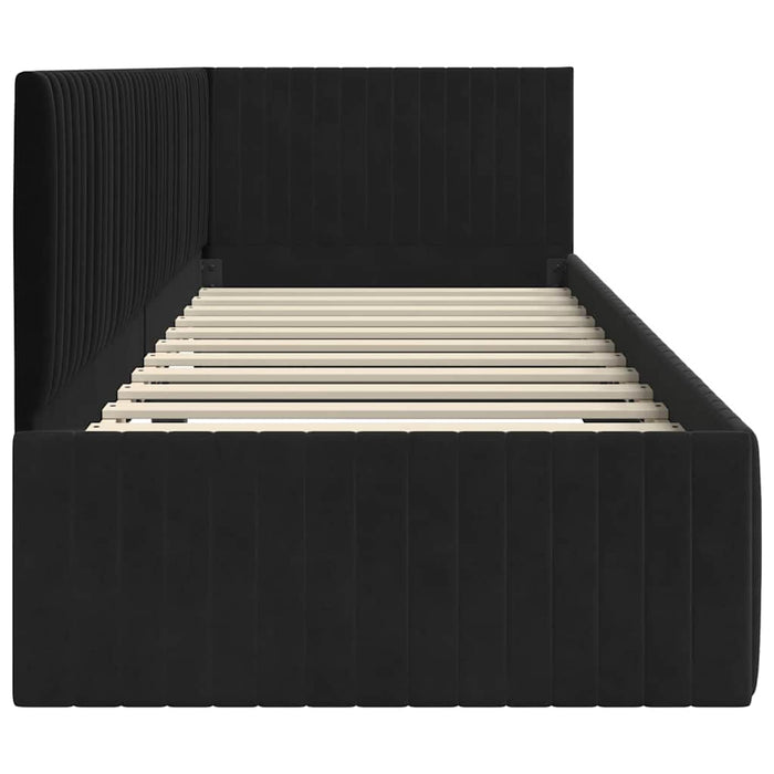 Cornice del letto ad angolo Nero 80 cm x 200 cm Velluto