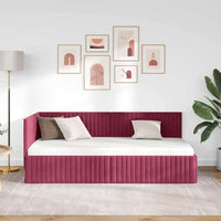 Cornice del letto ad angolo Rosso Vino 90 cm x 190 cm Velluto