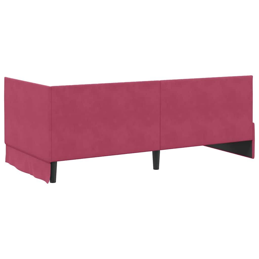 Cornice del letto ad angolo Rosso Vino 90 cm x 190 cm Velluto