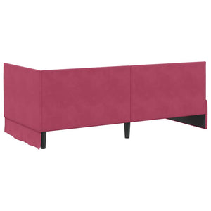Cornice del letto ad angolo Rosso Vino 90 cm x 190 cm Velluto