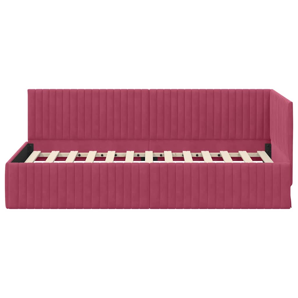 Cornice del letto ad angolo Rosso Vino 90 cm x 190 cm Velluto 42016260