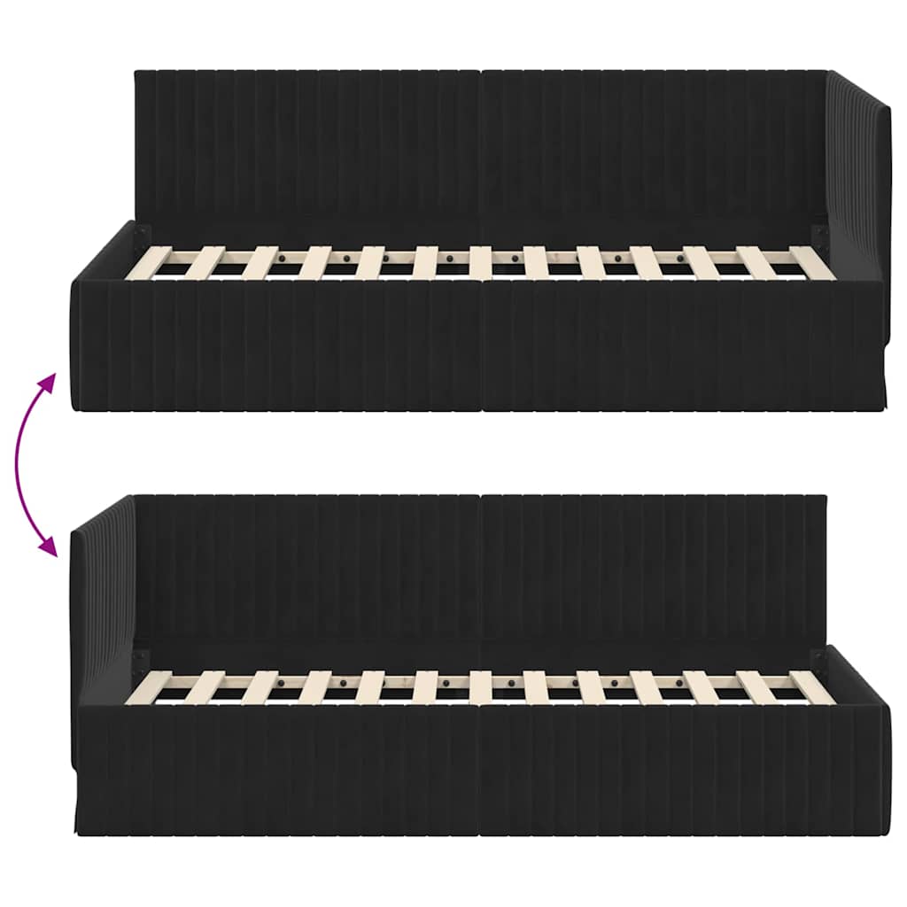 Cornice del letto ad angolo Nero 90 cm x 200 cm Velluto 42016271