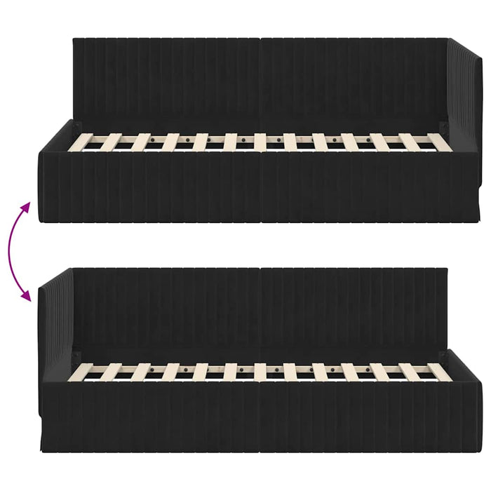 Cornice del letto ad angolo Nero 90 cm x 200 cm Velluto 42016271