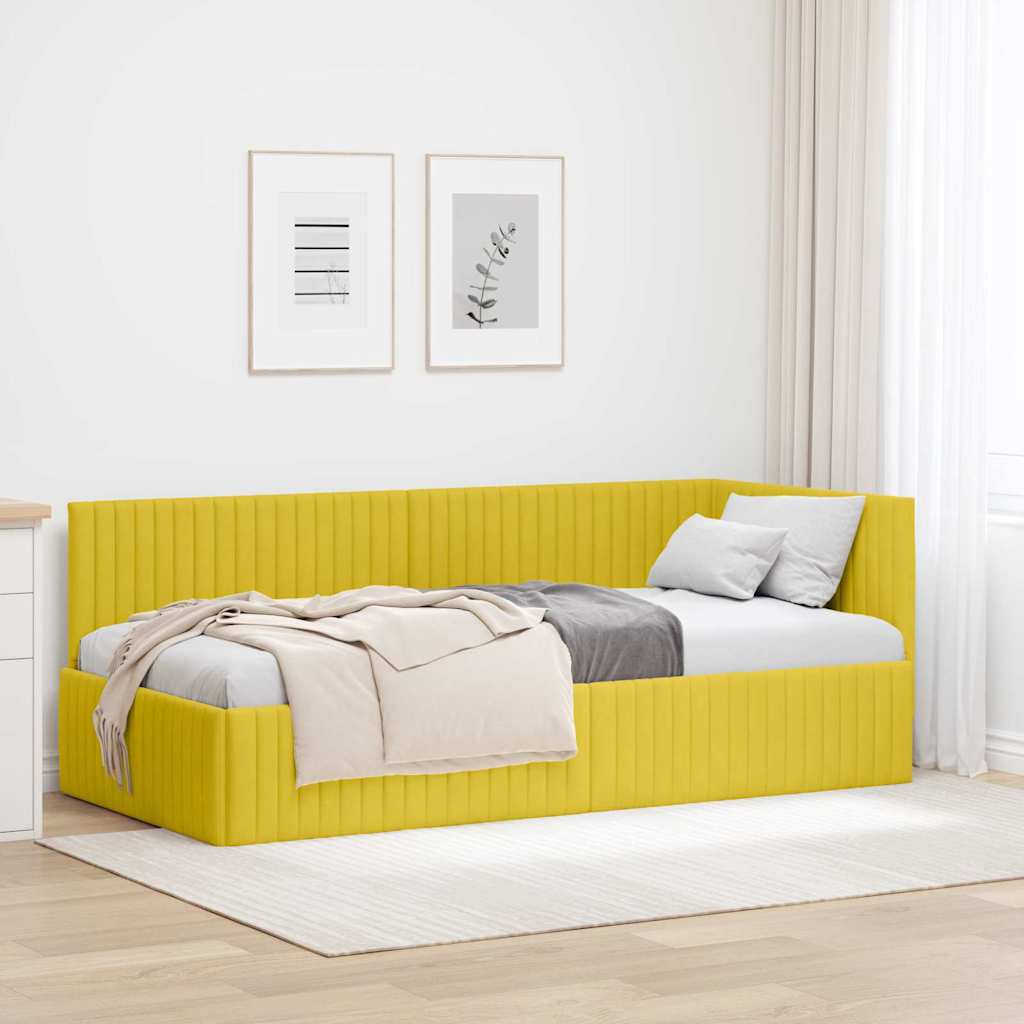 Cornice del letto ad angolo Giallo 90 cm x 200 cm Velluto 42016272