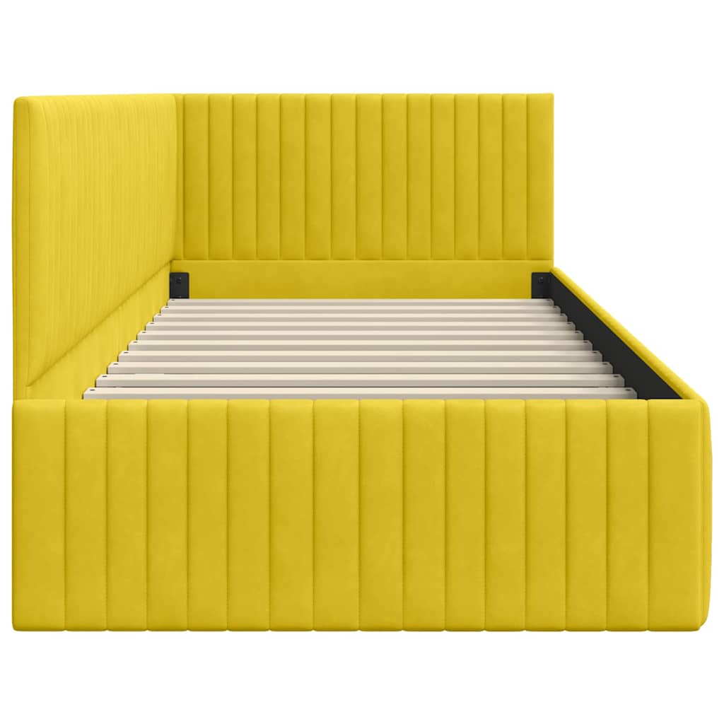 Cornice del letto ad angolo Giallo 90 cm x 200 cm Velluto 42016272
