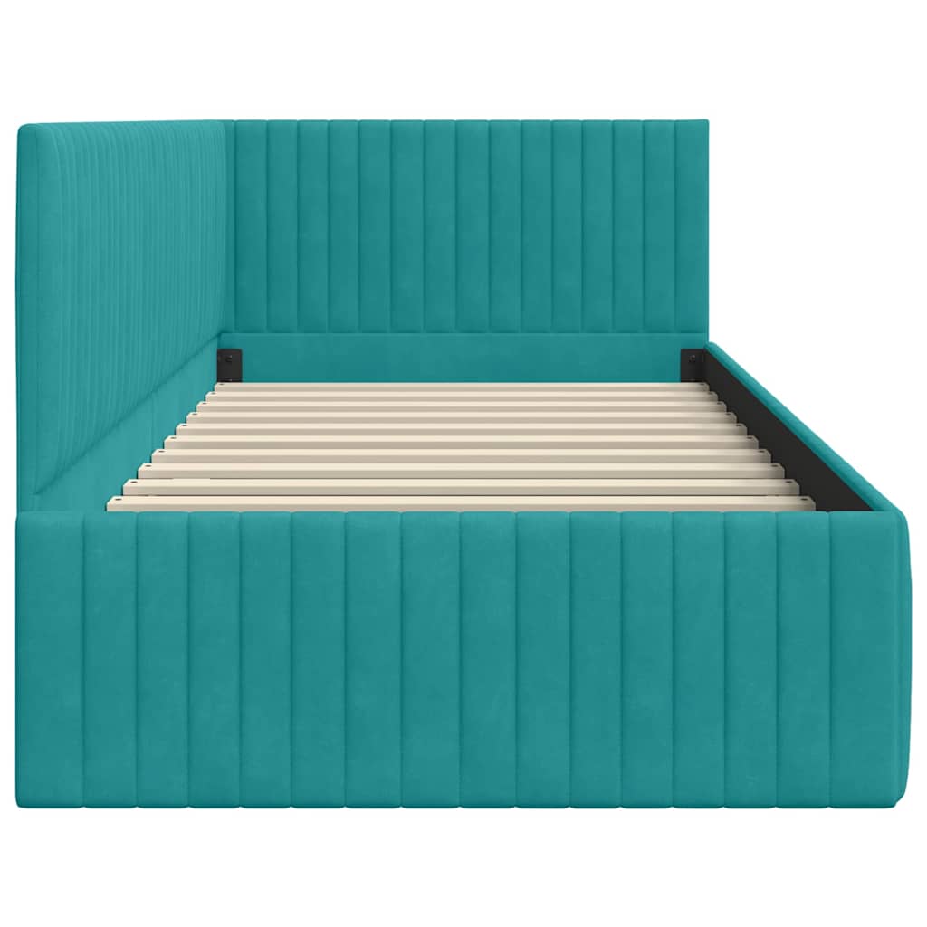 Cornice del letto ad angolo Turchese 90 cm x 200 cm Velluto 42016274
