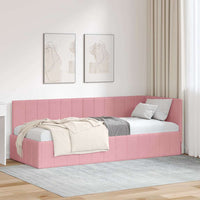 Cornice del letto ad angolo Rosa 80 cm x 200 cm Velluto 42016290