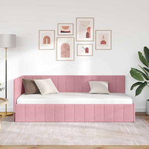 Cornice del letto ad angolo Rosa 80 cm x 200 cm Velluto 42016290