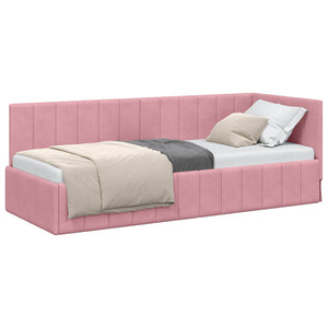 Cornice del letto ad angolo Rosa 80 cm x 200 cm Velluto 42016290