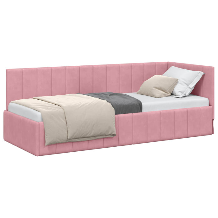Cornice del letto ad angolo Rosa 80 cm x 200 cm Velluto 42016290